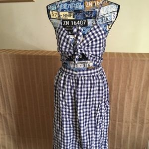 Zara Woman Checkered Cutout Tie Front Dress